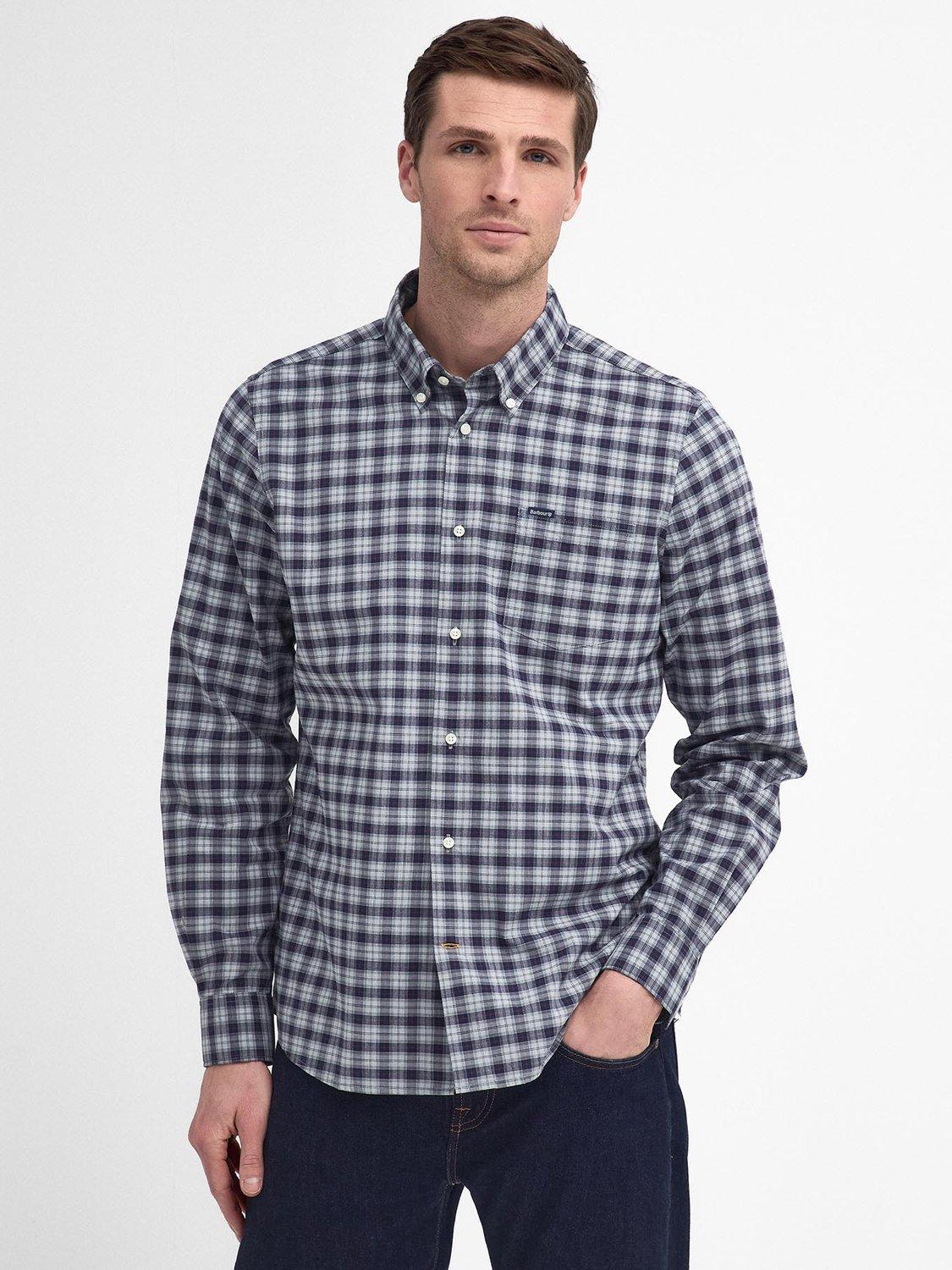 Barbour Lomond Cotton Blend Regular Fit Check Shirt, Blue Granite