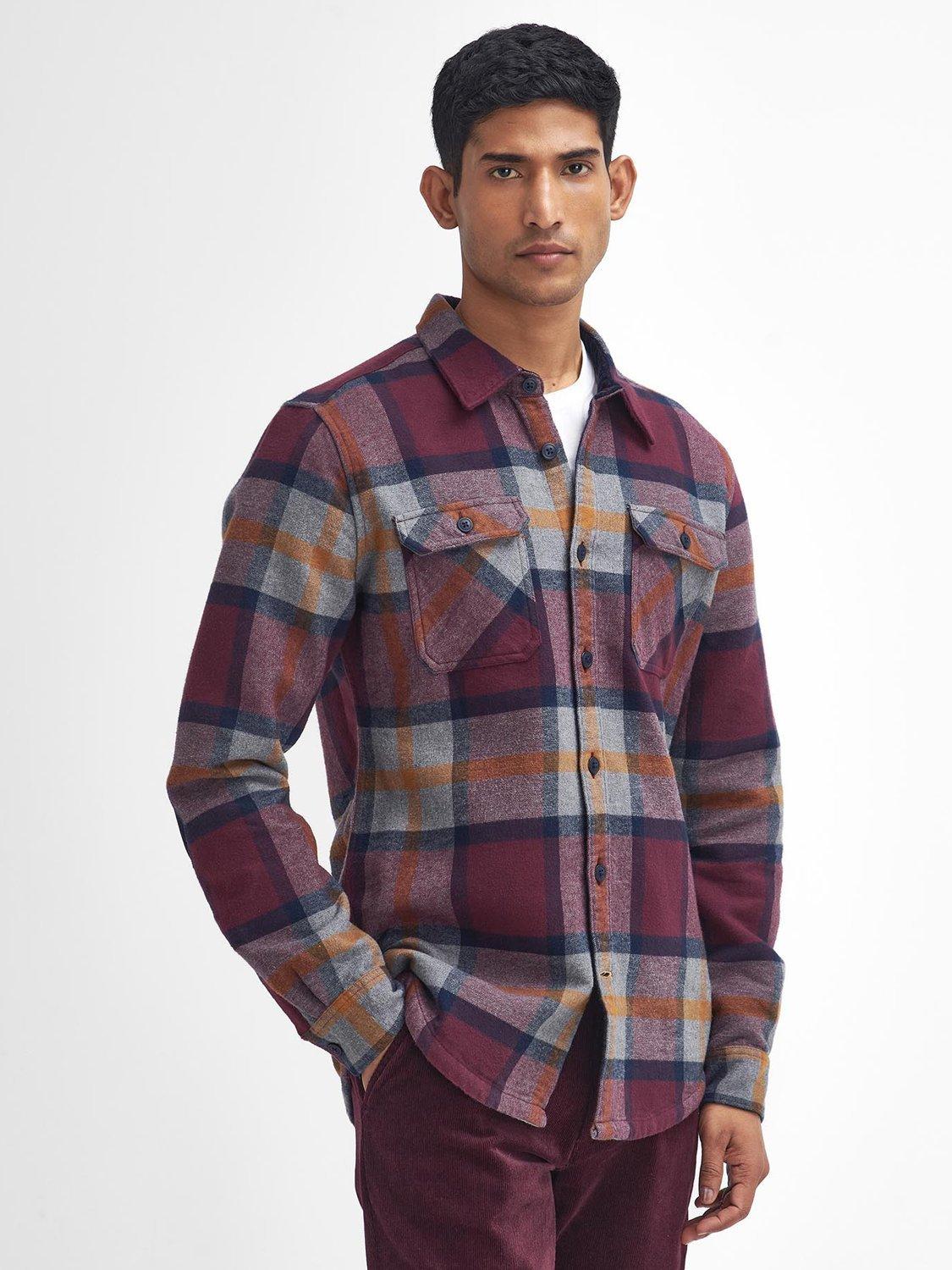 Barbour Rhobell Cotton Blend Tailored Fit Check Shirt, Merlot