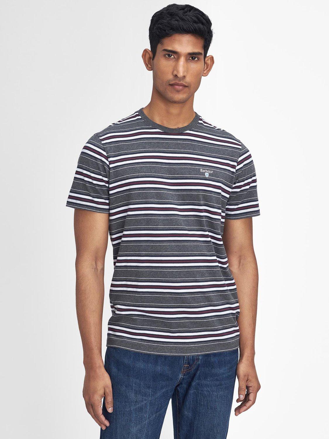 Barbour Boldron Cotton Regular Fit Stripe T-Shirt, Charcoal
