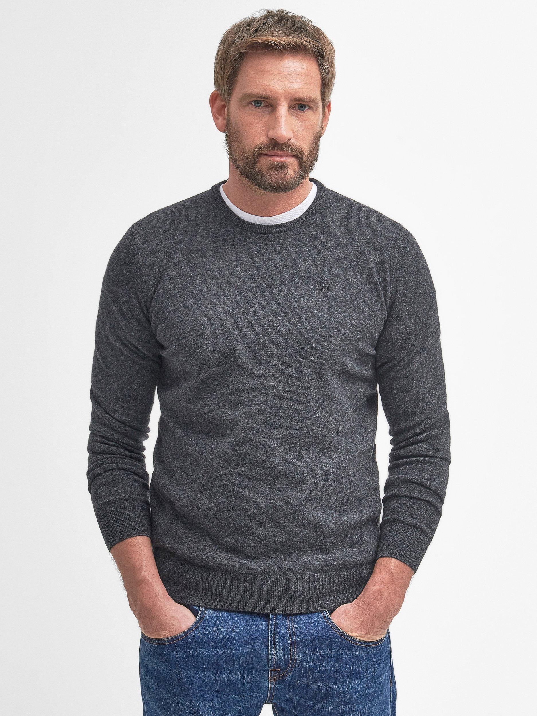 Barbour Essential Lambswool Crew Knit Jumper Charcoal