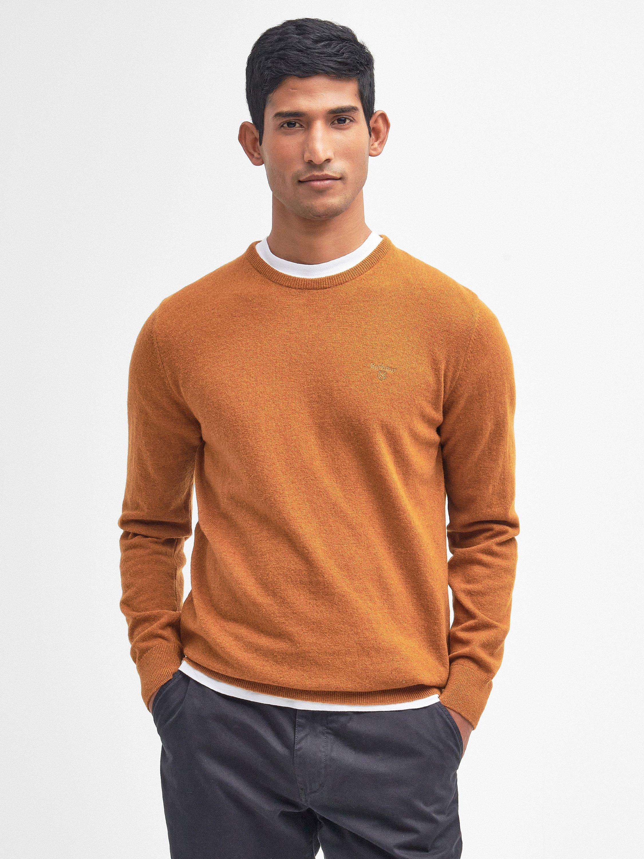 Barbour Essential Lambswool Crew Knit Jumper, Dark Copper