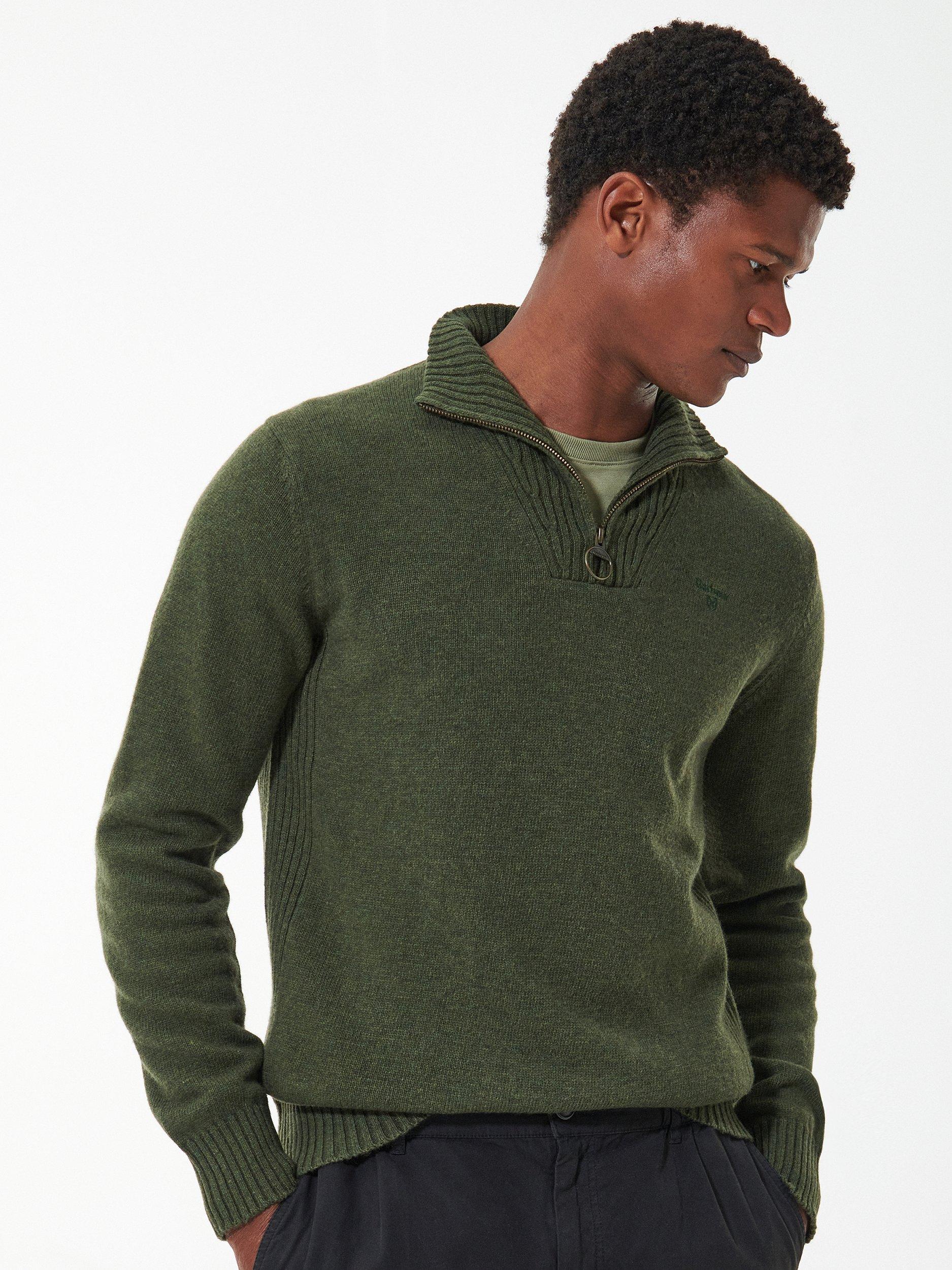 Men's barbour essential wool half zip sweater sale