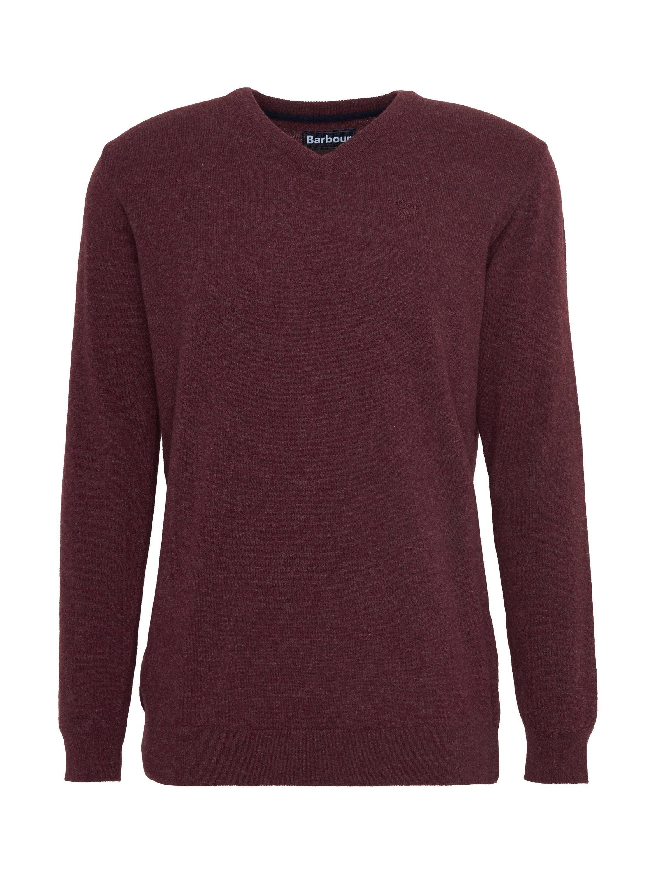Barbour Wool V Neck Jumper Merlot