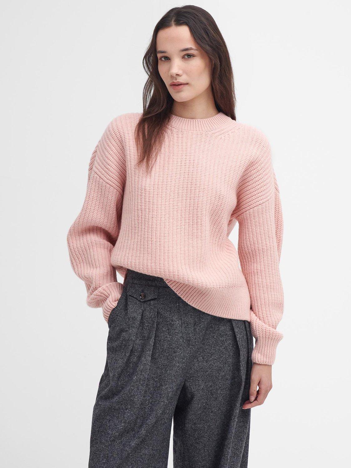 Barbour Scarlett Wool Blend Crew Neck Jumper, Mahogany Rose