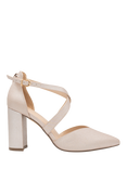 Paradox London Felicia Wide Fit Block Heeled Pointed Sandals, Nude