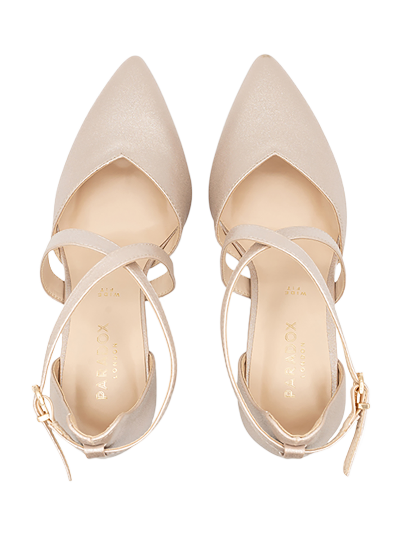 Product image 3 of 4, which shows Paradox London Felicia Wide Fit Block Heeled Pointed Sandals, Nude, 3