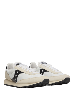 Saucony Trainer 80 Leather Blend Lace Up Trainers, White/Black - view 2, White/Black