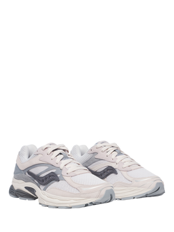 Saucony ProGrid Omni 9 Leather Blend Lace Up Trainers, Grey/Blue/Multi - view 2, Grey/Blue/Multi