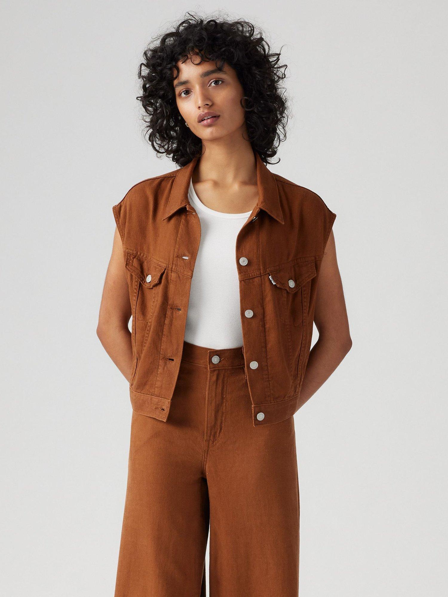 Levi's Shrunken 90's Linen Rich Sleeveless Jacket, Sorrel Horse