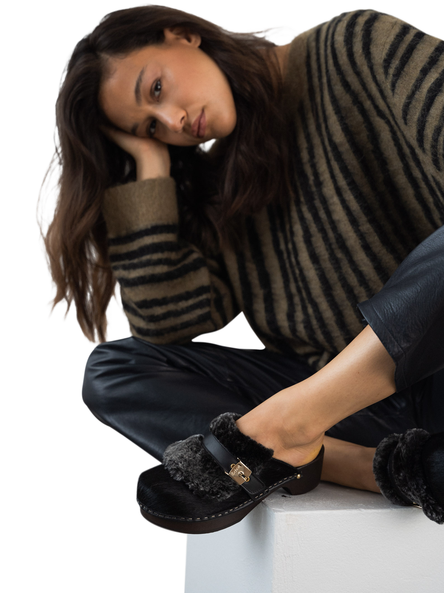Product image 4 of 5, which shows Scholl  Pescura Tilda Leather Clogs, Black, EU37
