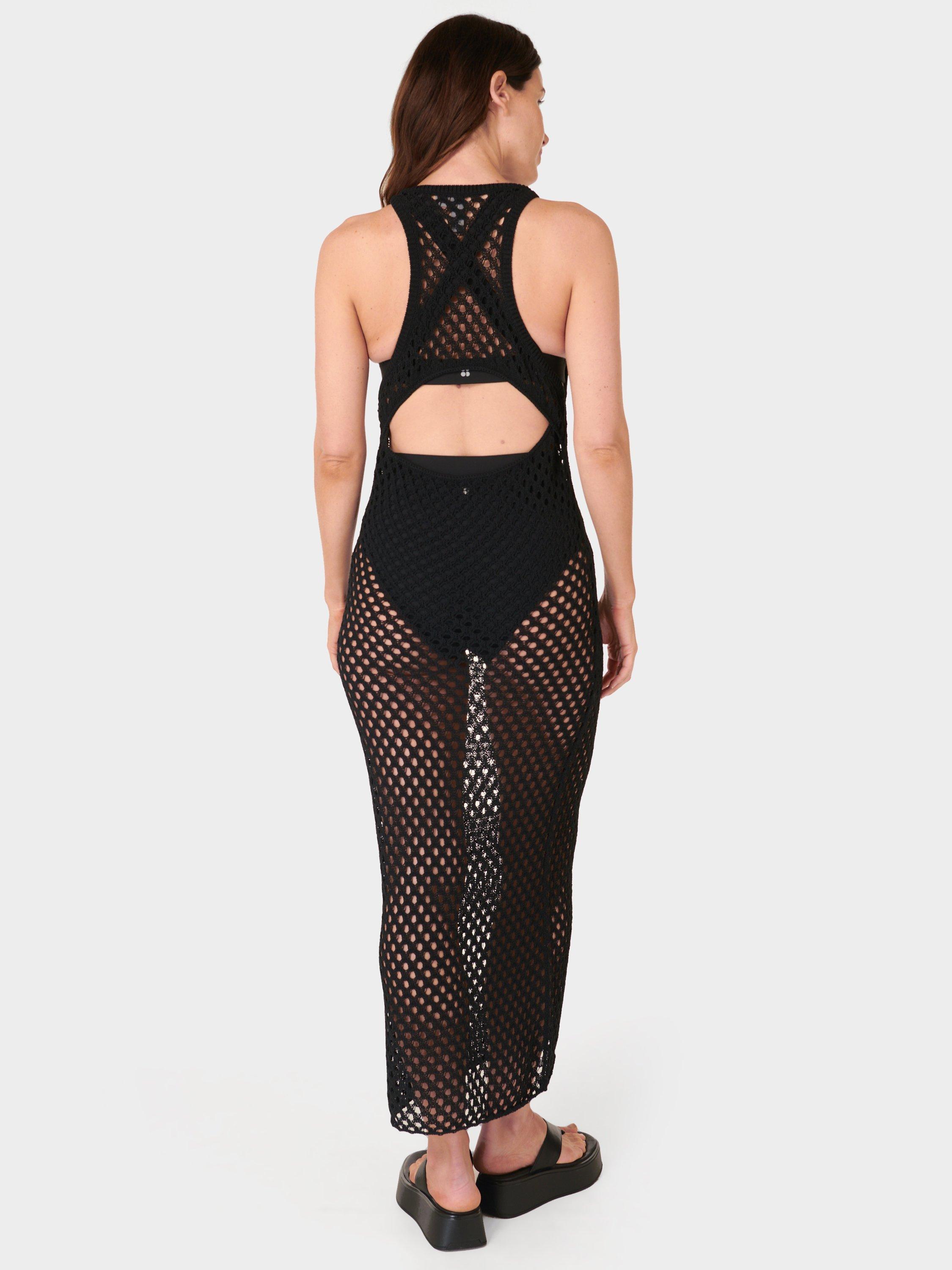 Product image 2 of 5, which shows Sweaty Betty Beachside Crochet Dress, Black, XXS