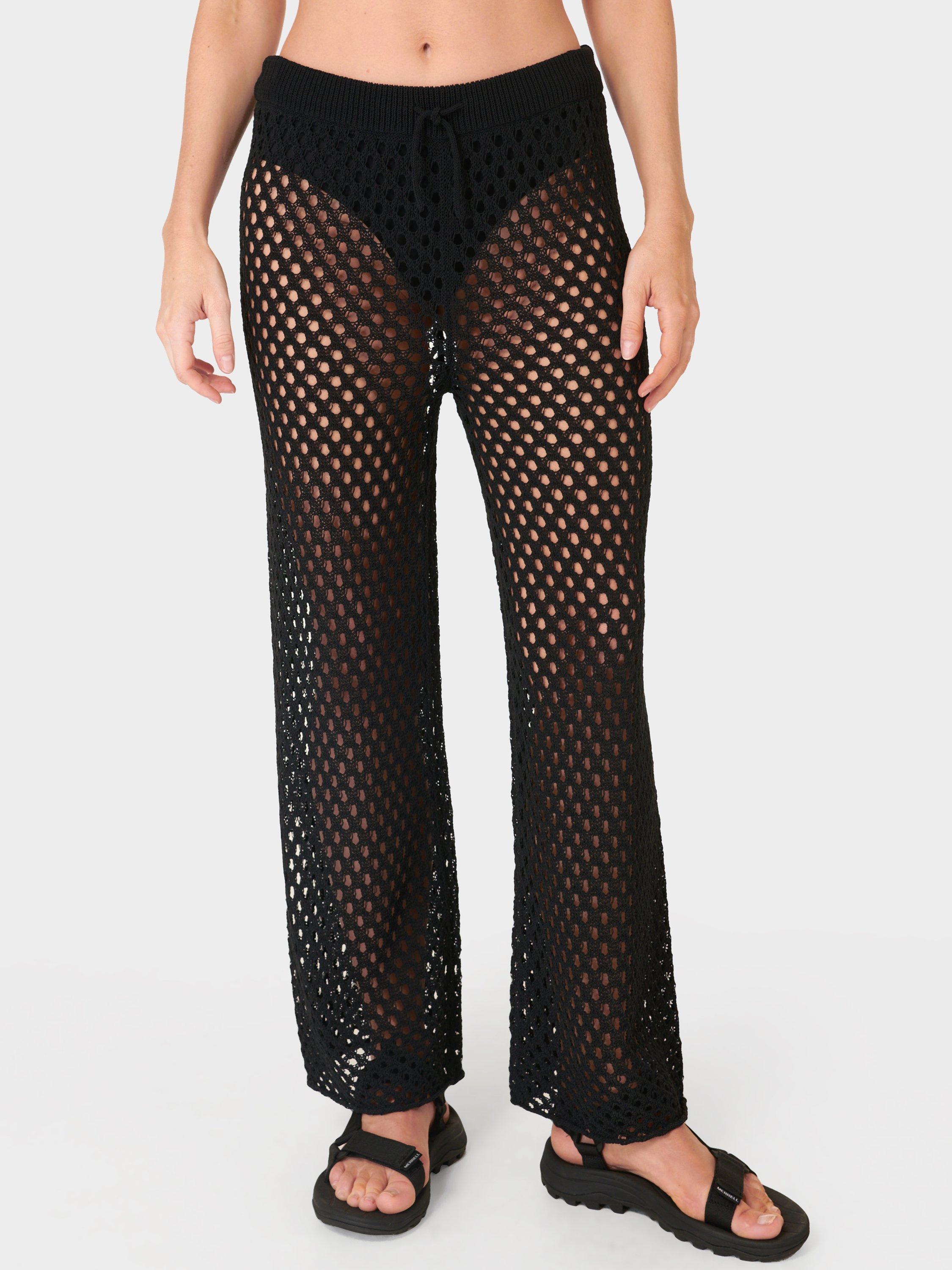 Product image 1 of 5, which shows Sweaty Betty Beachside Crochet Trousers, Black, XXS
