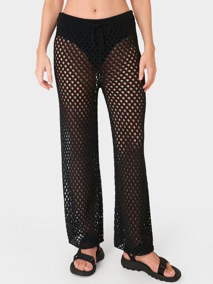 Sweaty Betty Beachside Crochet Trousers, Black, Black