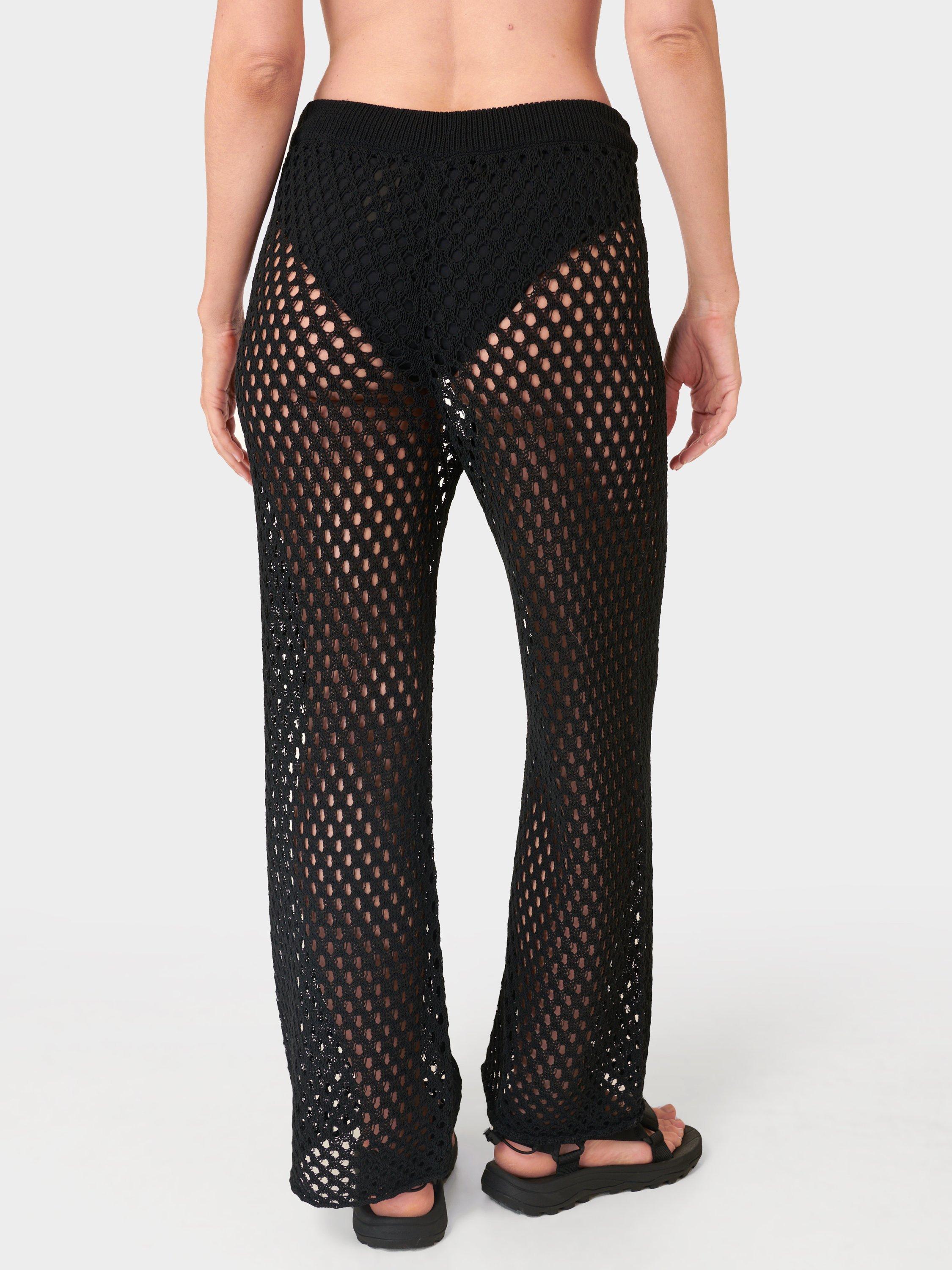 Product image 2 of 5, which shows Sweaty Betty Beachside Crochet Trousers, Black, XXS