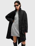 AllSaints Milla Graphic Back Pure Organic Cotton Coat, Black