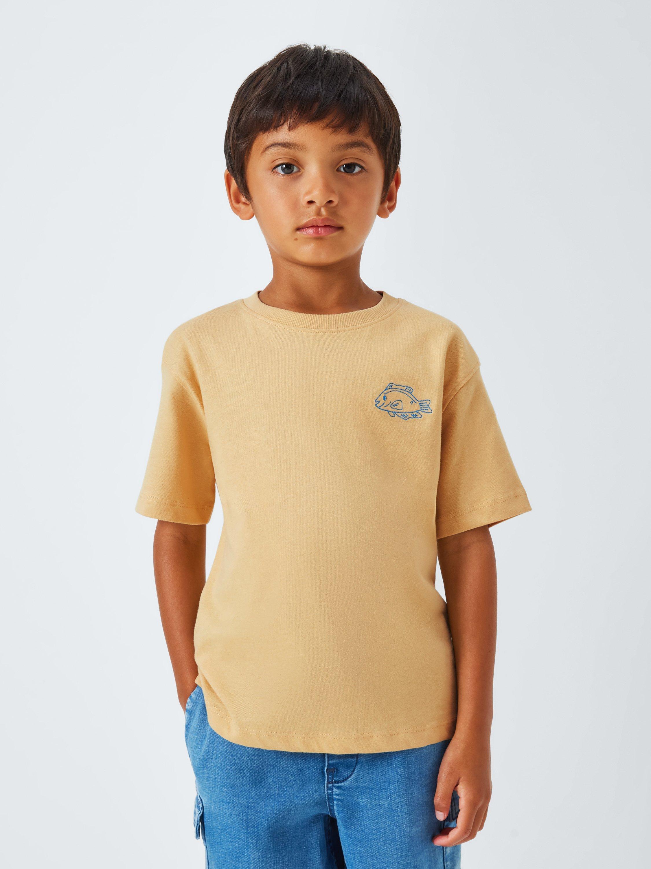 Product image 2 of 7, which shows John Lewis Kids' Seaside Embroidered T-Shirts, Pack of 4, Multi, 2 years