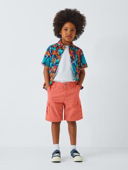 John Lewis Kids' Cargo Shorts, Red - view 2, Red