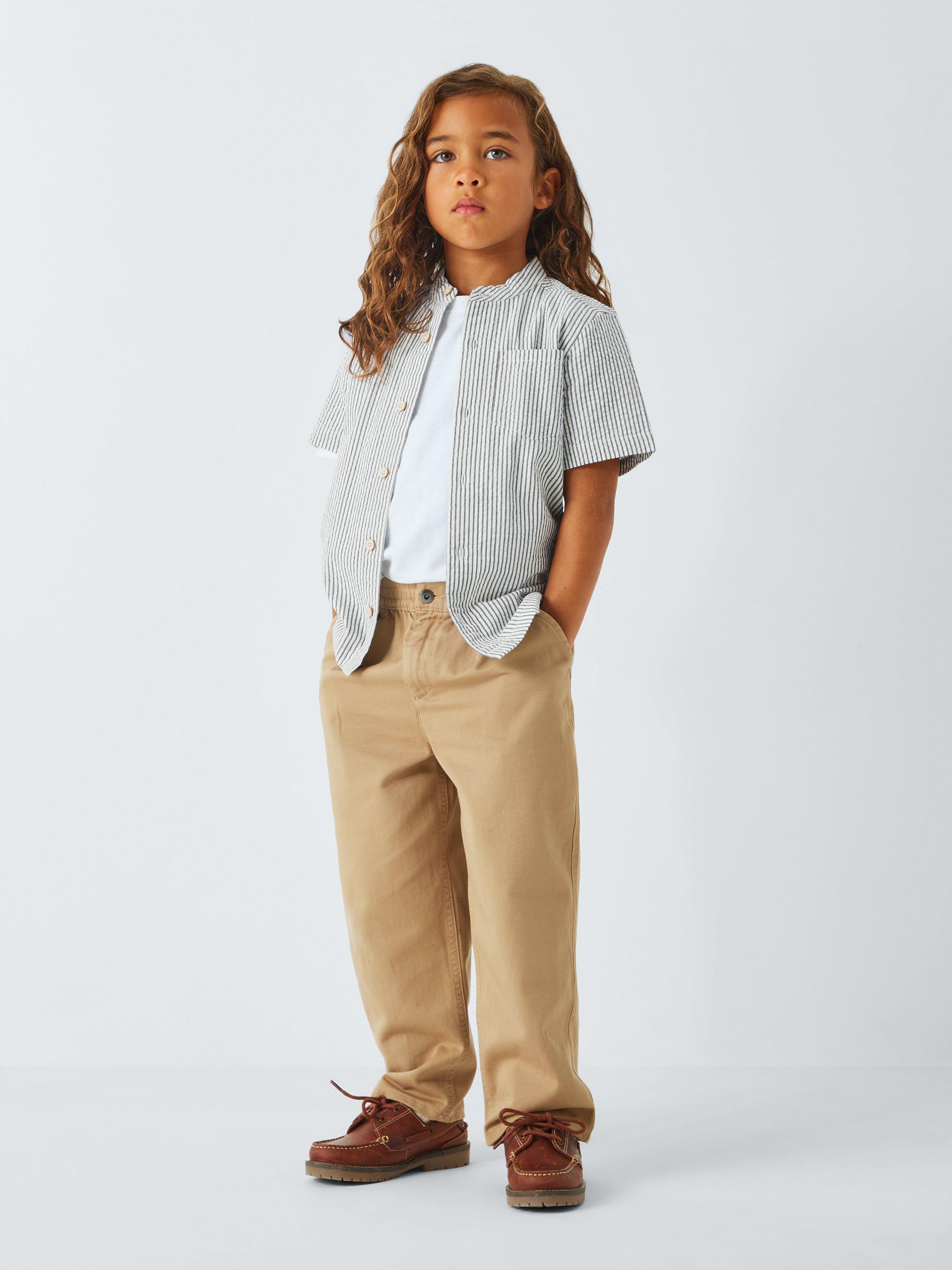 Product image 2 of 7, which shows John Lewis Kids' Stripe Seersucker Shirt, Navy, 2 years