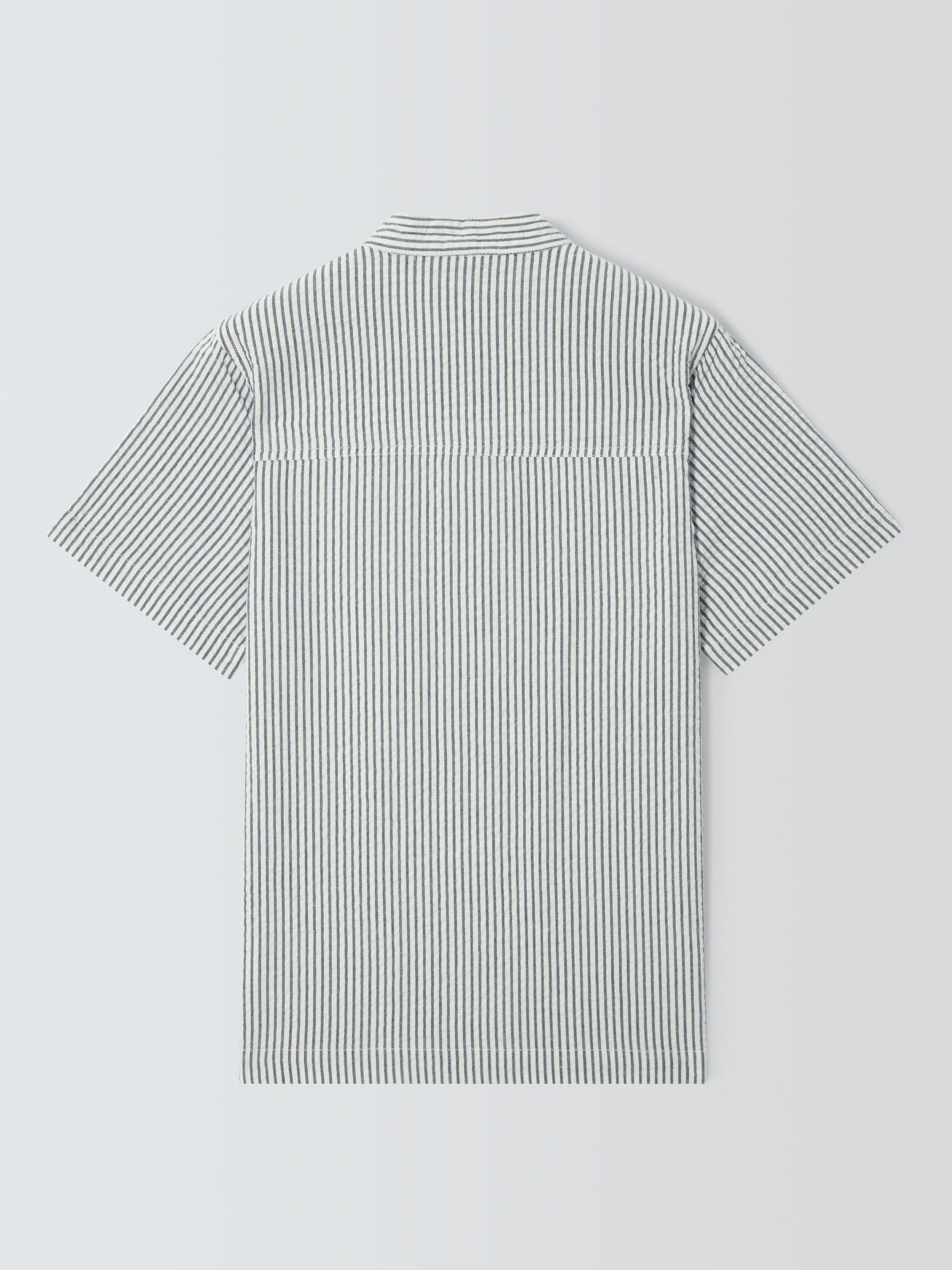 Product image 4 of 7, which shows John Lewis Kids' Stripe Seersucker Shirt, Navy, 2 years