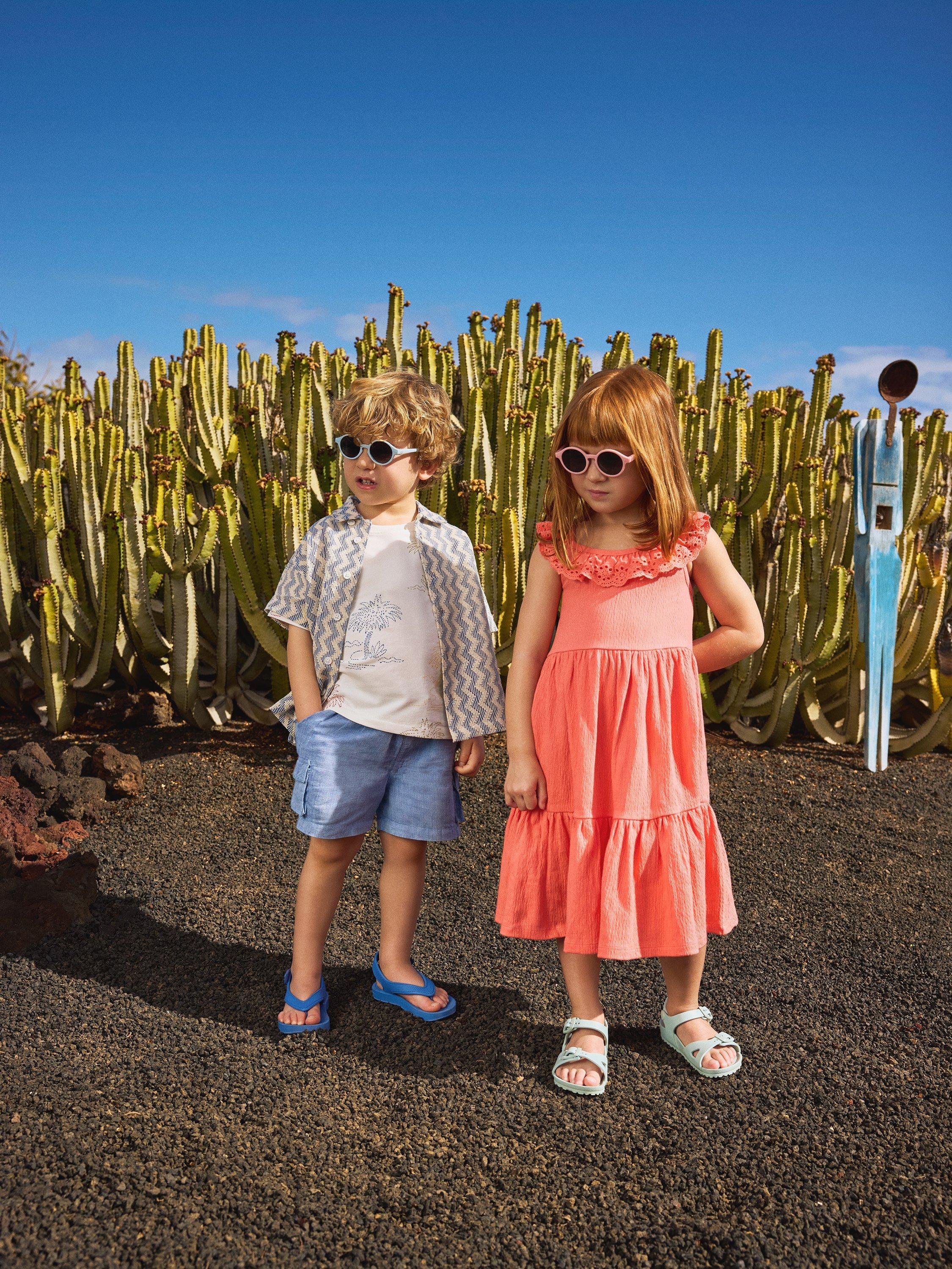 Product image 8 of 9, which shows John Lewis Kids' Linen Rich Cargo Shorts, Chambray, 2 years