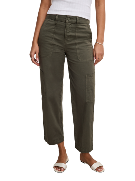 Good American Cargo Crop Twill Trousers, Khaki, Khaki