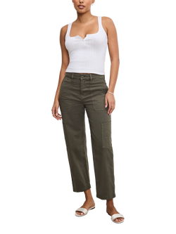 Good American Cargo Crop Twill Trousers, Khaki - view 2, Khaki