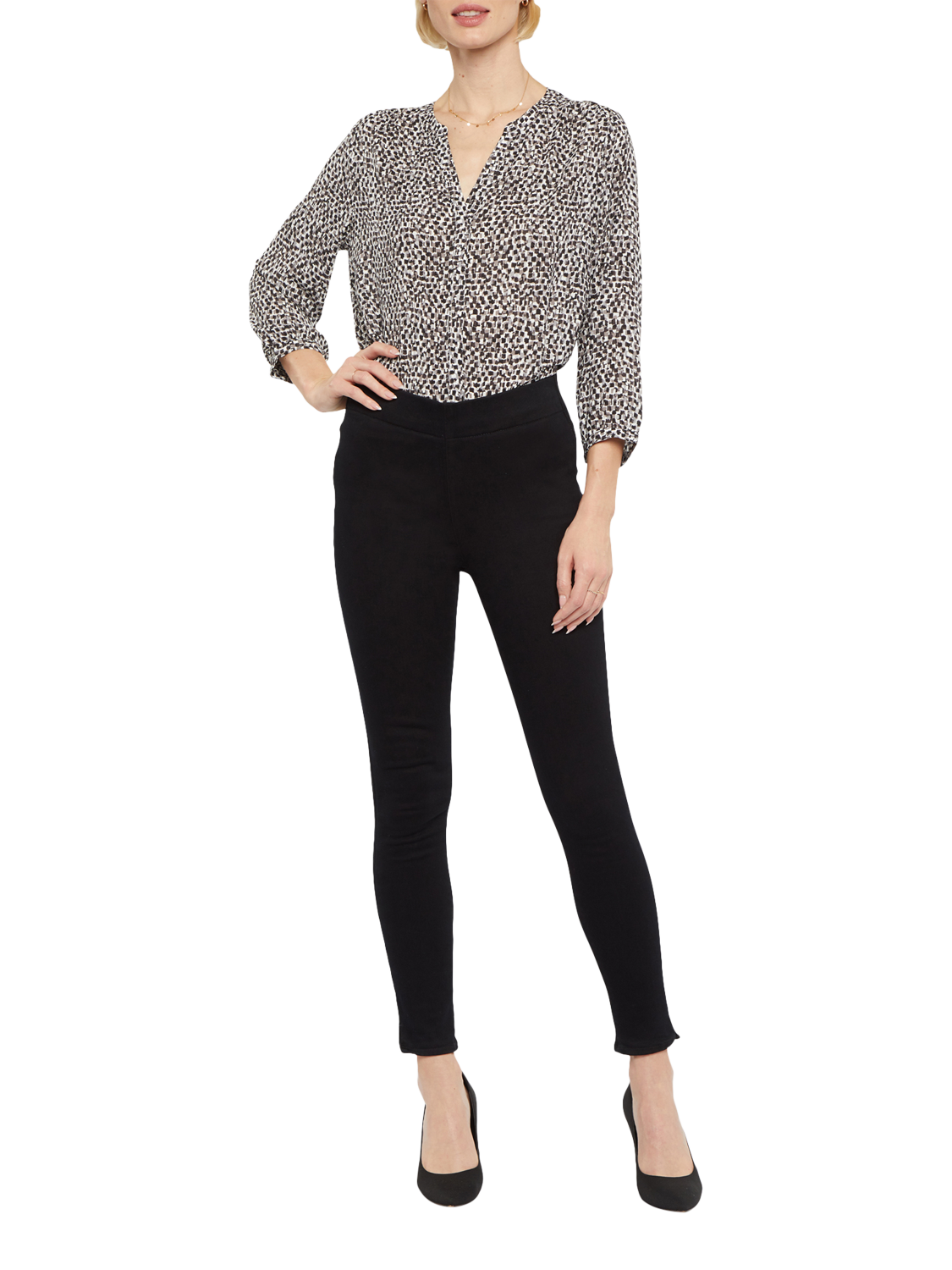 Product image 1 of 6, which shows NYDJ Super Skinny Ankle Pull-On Jeans, Black, S