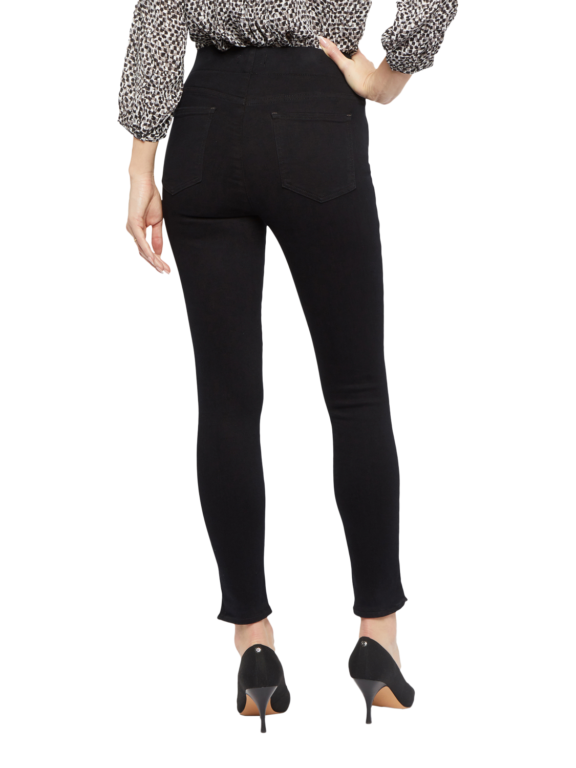 Product image 2 of 6, which shows NYDJ Super Skinny Ankle Pull-On Jeans, Black, S
