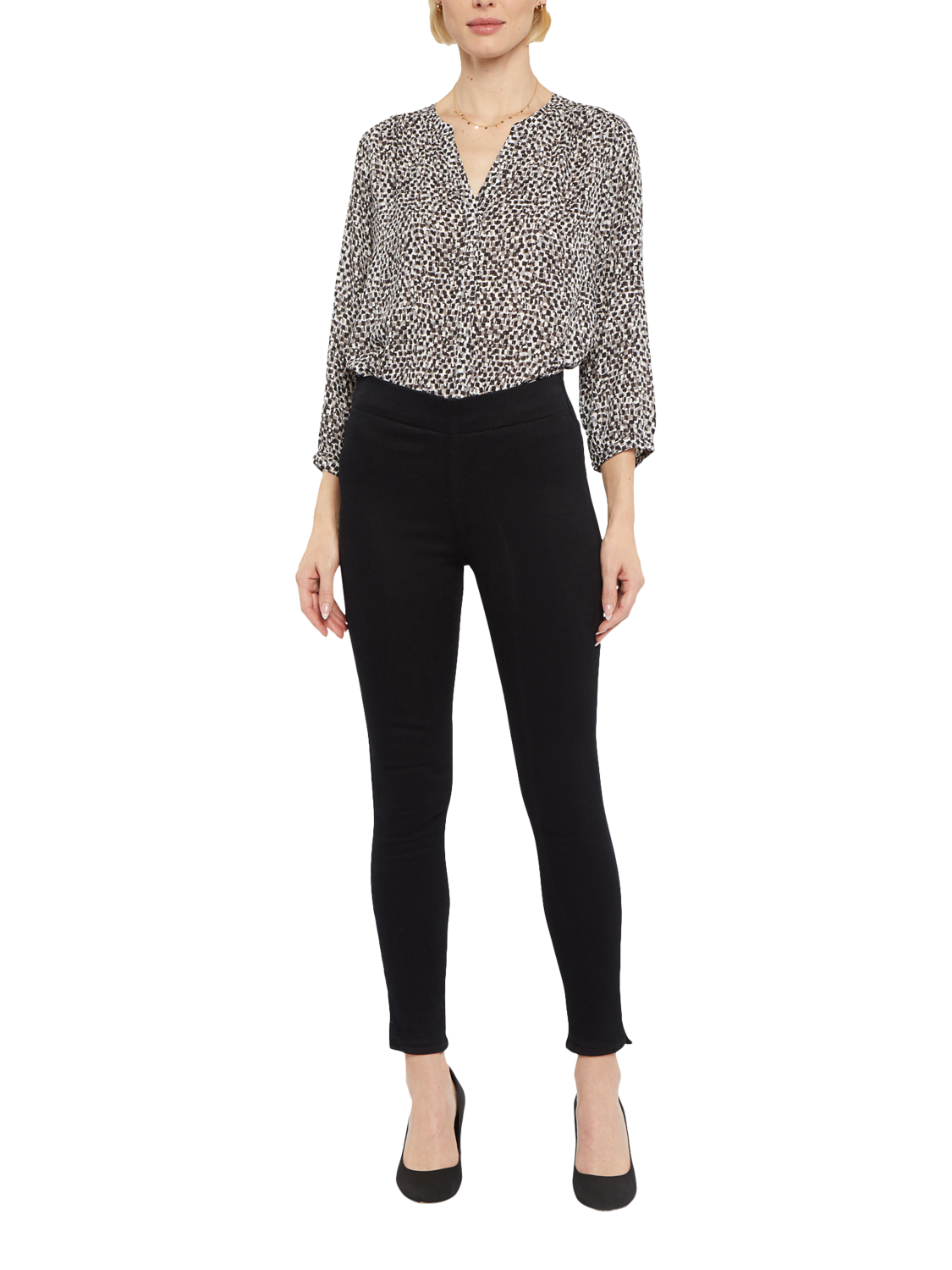 Product image 4 of 6, which shows NYDJ Super Skinny Ankle Pull-On Jeans, Black, S