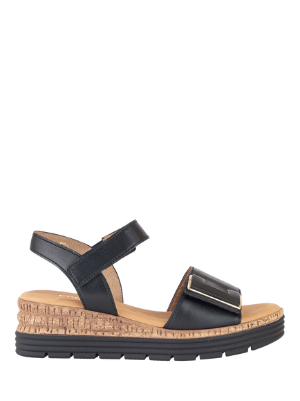 Gabor Shout Wide Fit Leather Sandals, Black