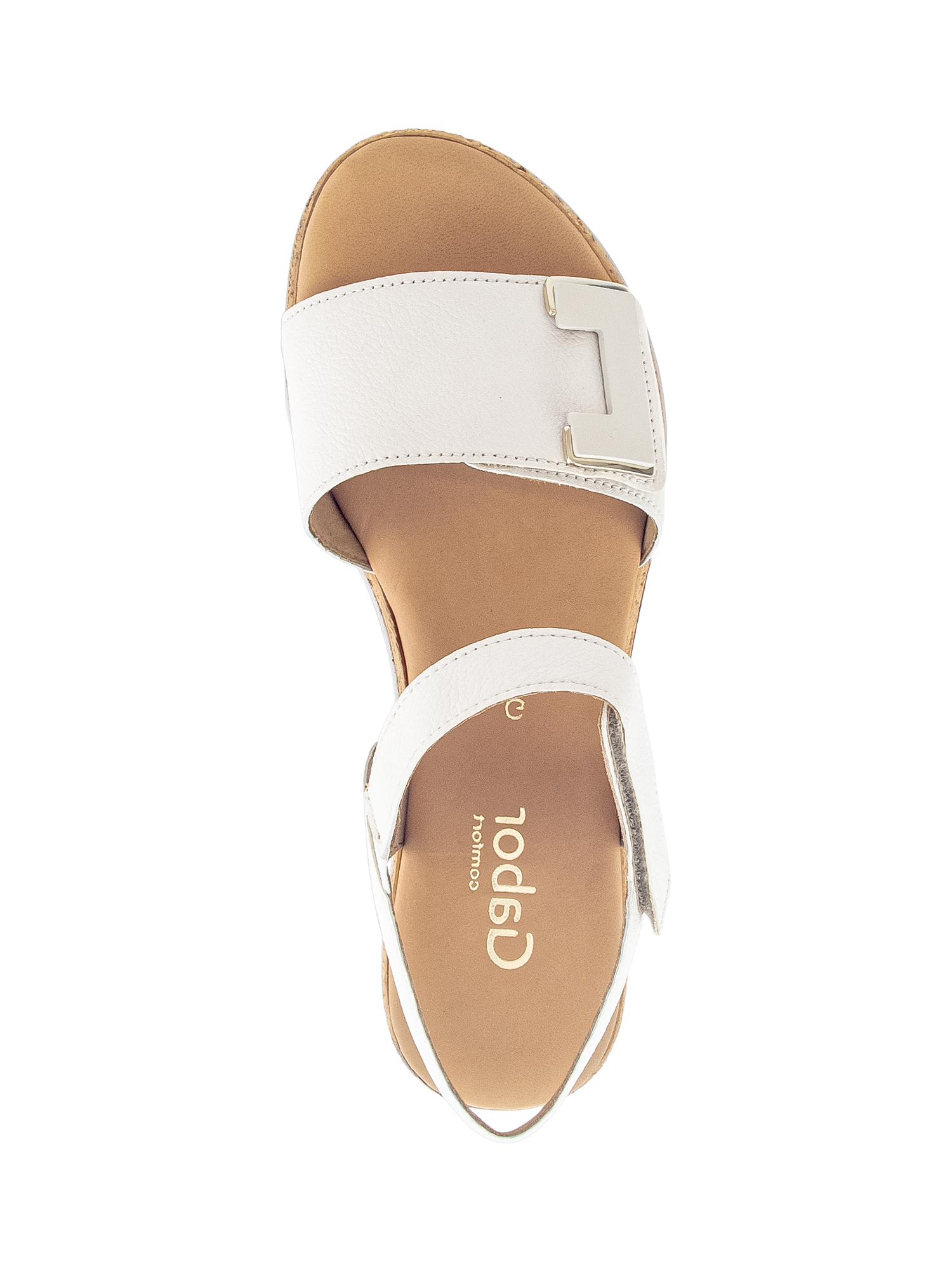 Product image 2 of 4, which shows Gabor Shout Wide Fit Leather Sandals, Cream, 3
