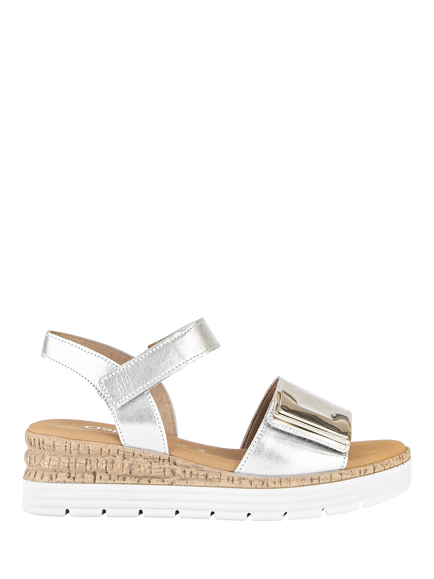 Gabor Shout Wide Fit Leather Sandals, Silver, Silver