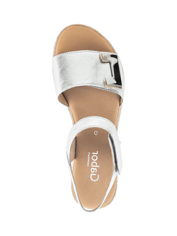 Gabor Shout Leather Sandals, Silver - view 2, Silver