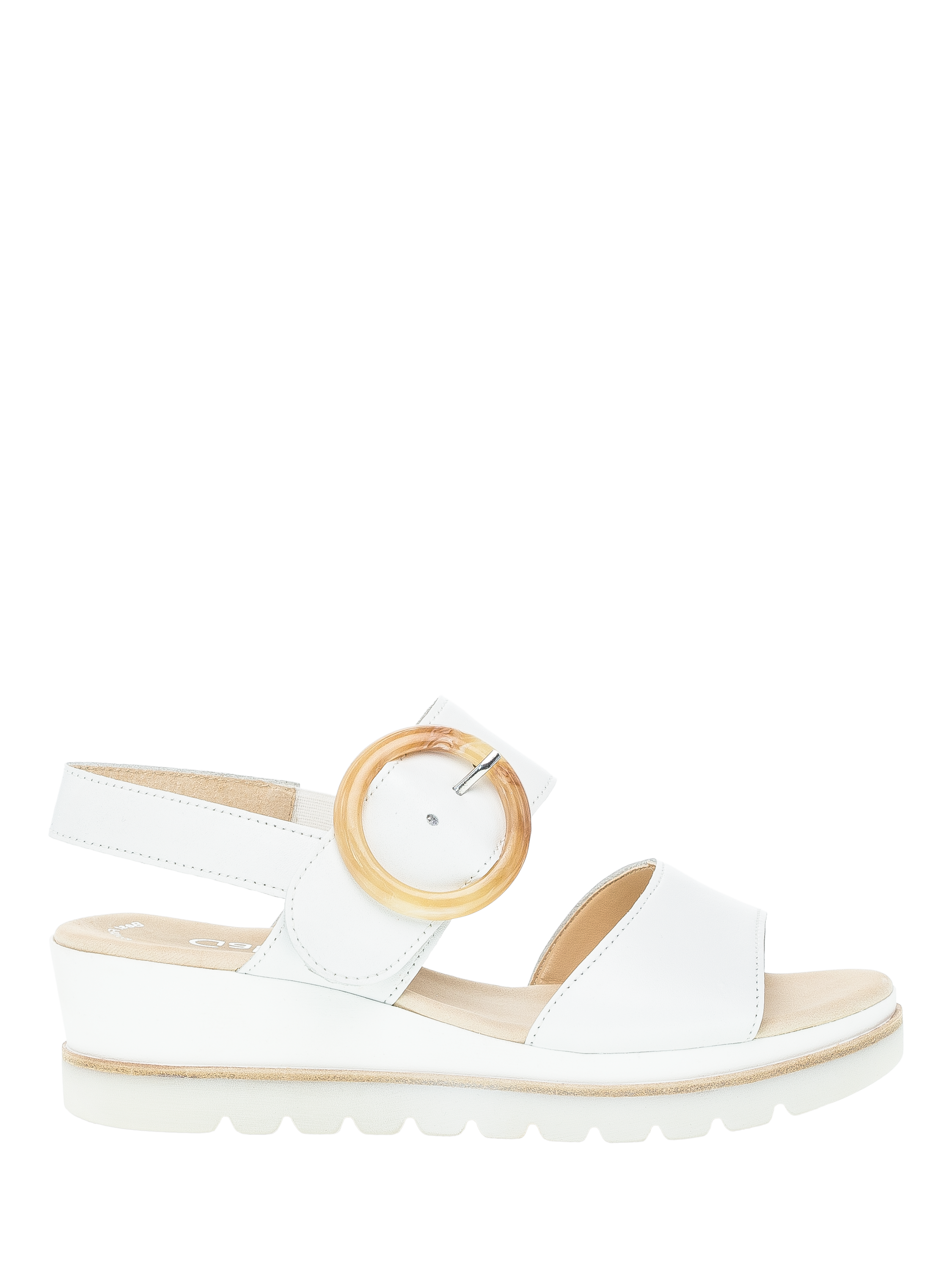 Product image 1 of 4, which shows Gabor Yeo Wedge Leather Sandals, White, 3