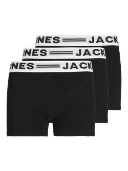 Jack & Jones Kids' Sense Logo Trunks, Pack of 3, Black, Black