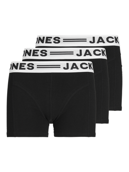 Jack & Jones Kids' Sense Logo Trunks, Pack of 3, Black, Black