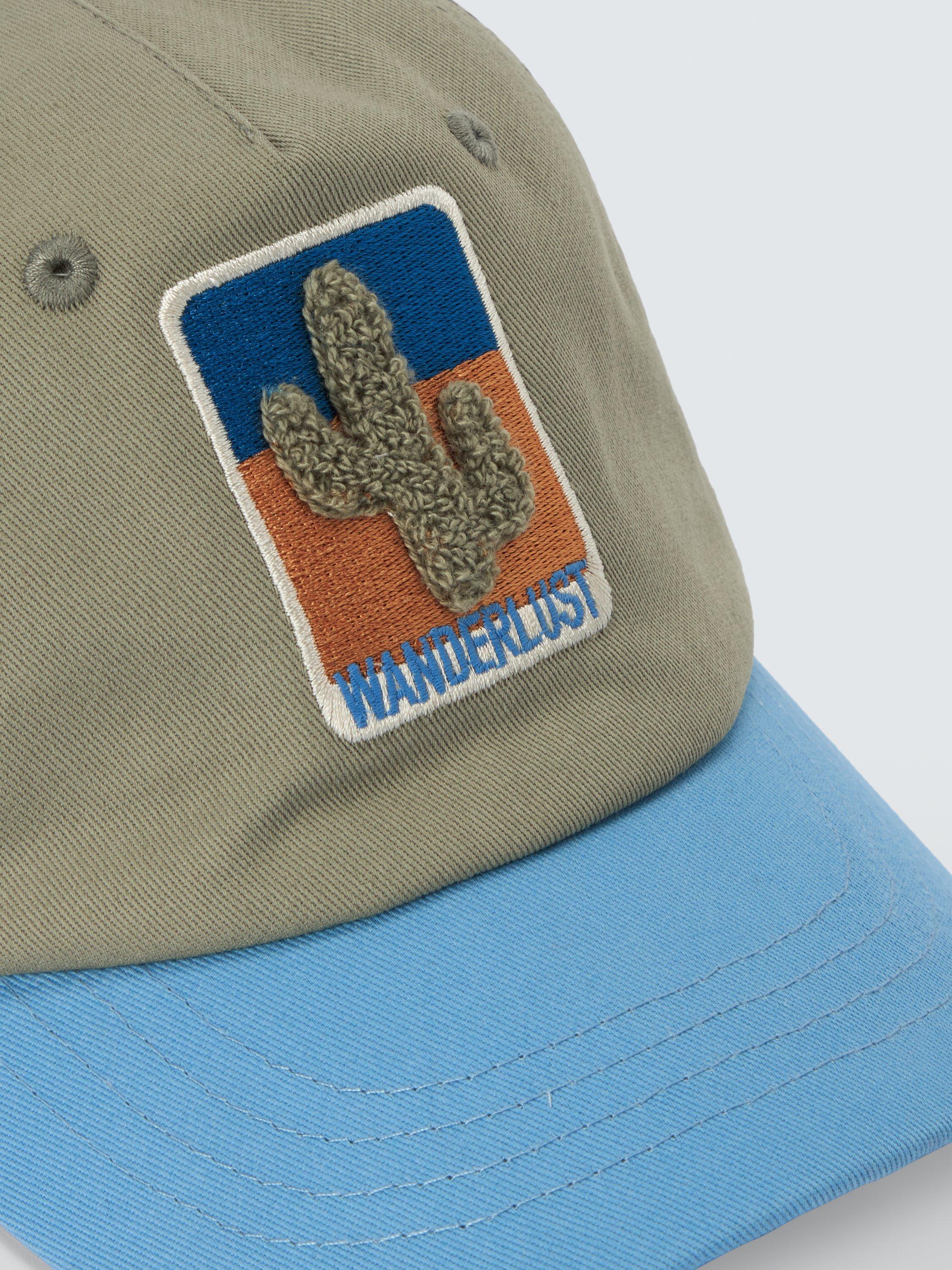 Product image 2 of 4, which shows John Lewis Kids' Cactus Cotton Baseball Cap, Blue/Multi, 3-5 years