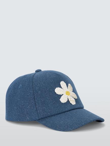 John Lewis Kids' Daisy Reversible Sequin Cotton Baseball Cap, Blue, Blue