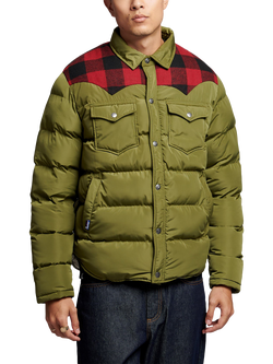 Penfield Rockford Check Contrast Cord Yoke Padded Jacket, Capulet Olive