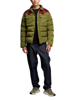 Penfield Rockford Check Contrast Cord Yoke Padded Jacket - view 2, Capulet Olive