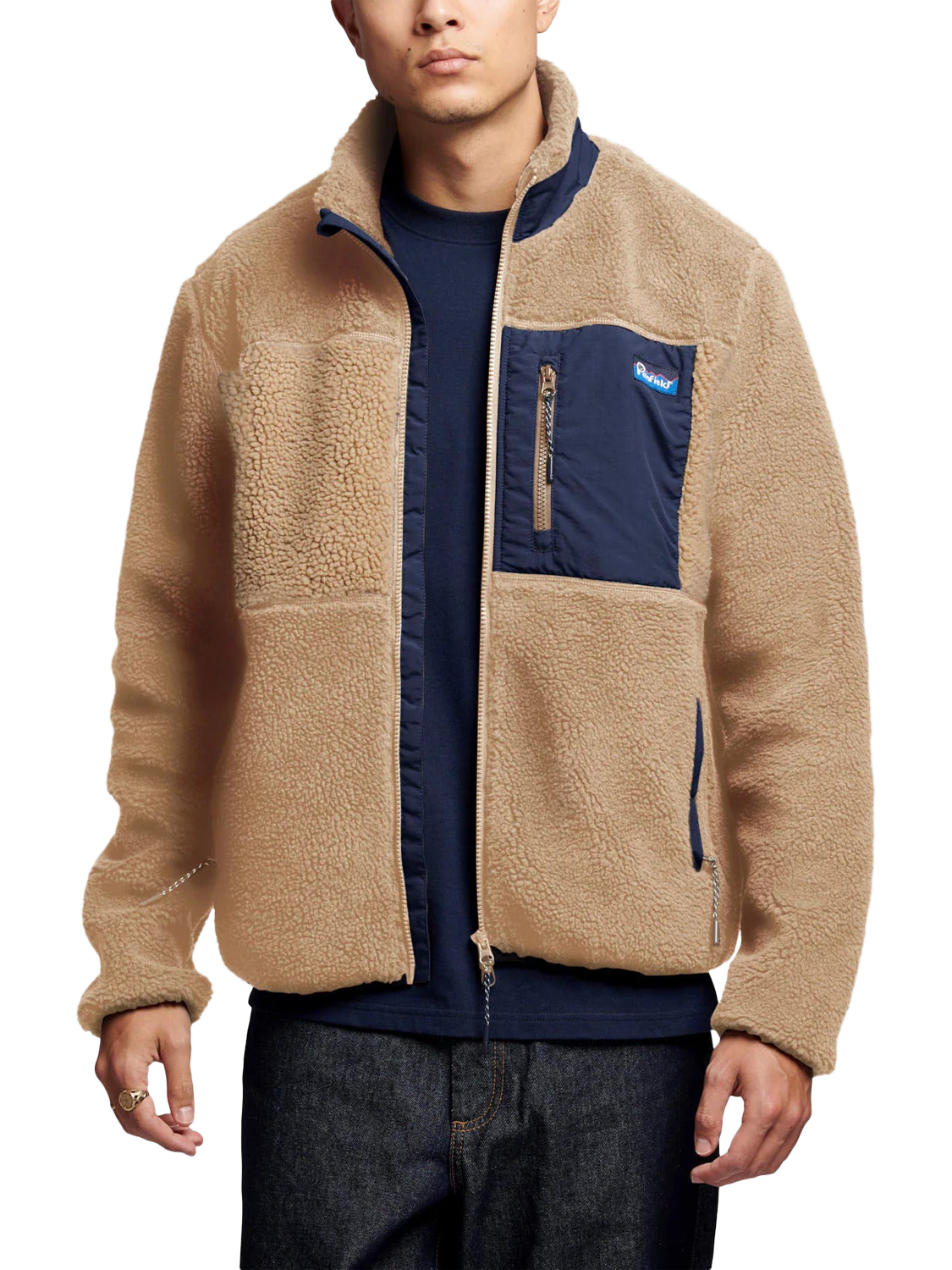 Product image 1 of 7, which shows Penfield Mattawa Borg Washed Fleece Jacket, Chinchilla, S