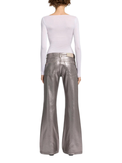 7 For All Mankind Spencer Coated Flare Jeans, Champagne - view 2, Champagne