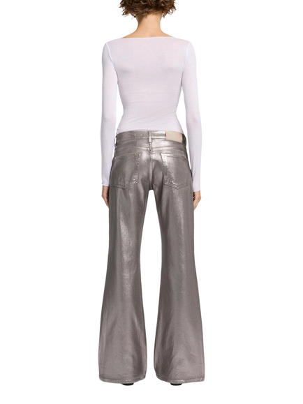 7 For All Mankind Spencer Coated Flare Jeans, Champagne - view 2, Champagne