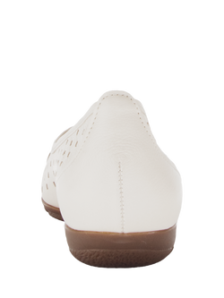 Gabor Ruffle Leather Punched Detail Ballerina Pumps, Cream - view 2, Cream