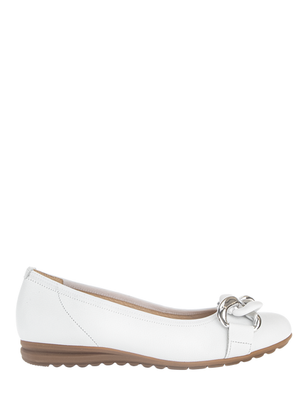 Gabor Sabia Wide Fit Leather Pumps, White, White