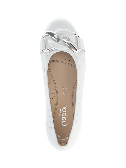 Gabor Sabia Wide Fit Leather Pumps, White - view 2, White