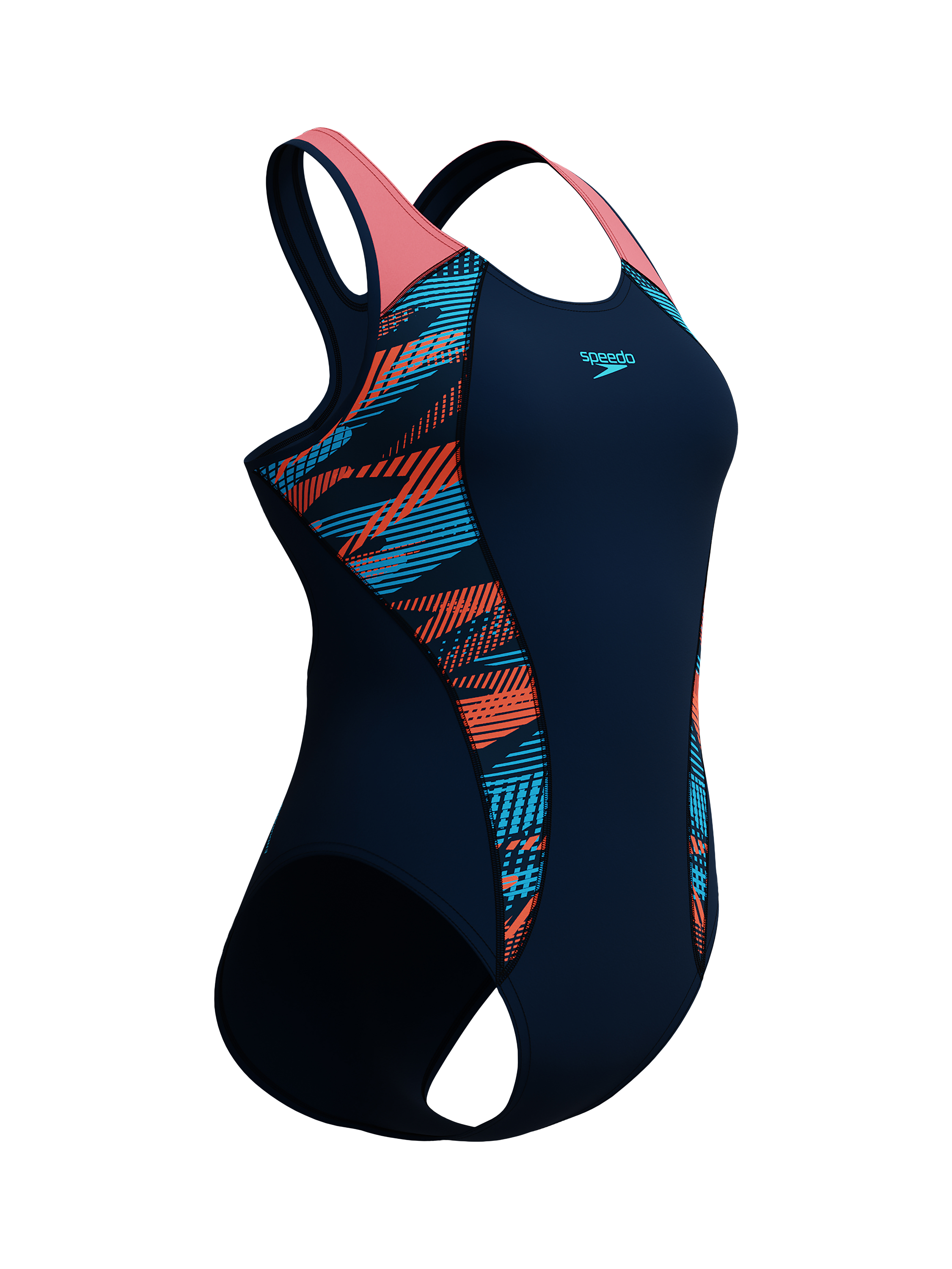 Product image 2 of 7, which shows Speedo Laneback Swimsuit, Zoom Boom - Navy, 32