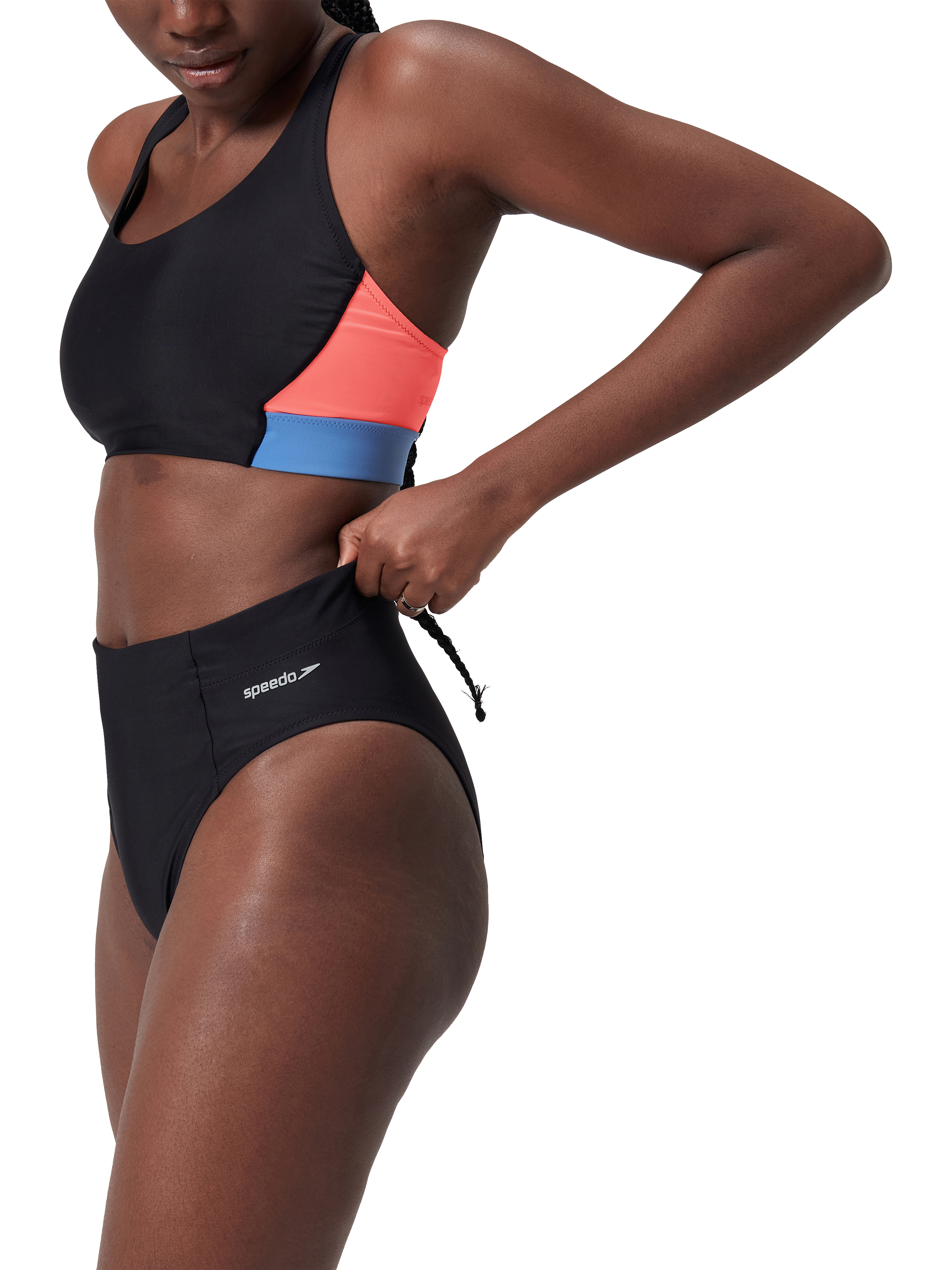Product image 3 of 5, which shows Speedo Mix and Match Fitness High-Waist Bikini Bottoms, Anthracite, XS