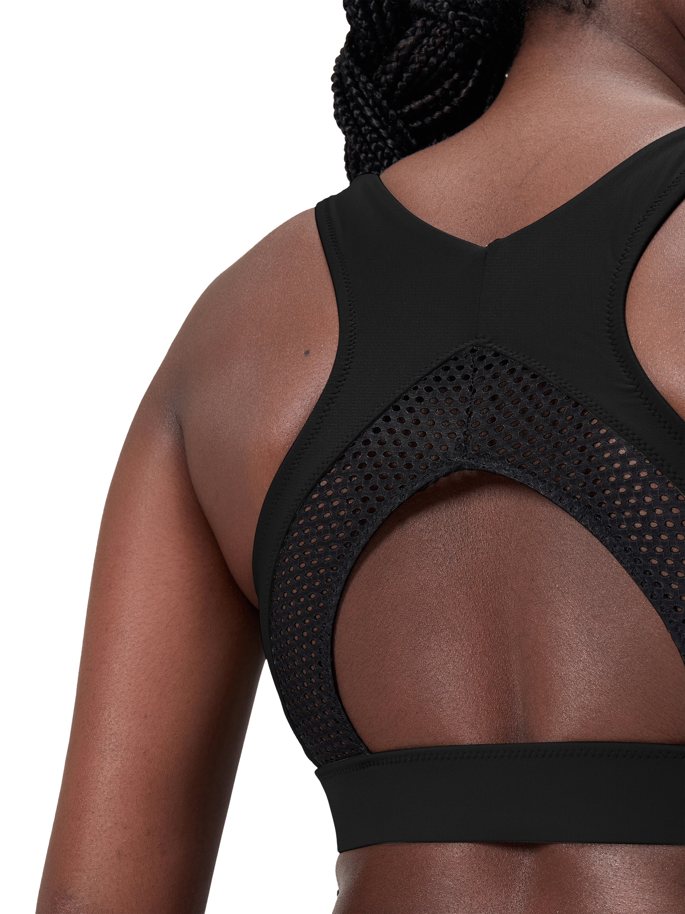 Product image 5 of 6, which shows Speedo Mix and Match Fitness High Neck Crop Bikini Top, Anthracite, XS