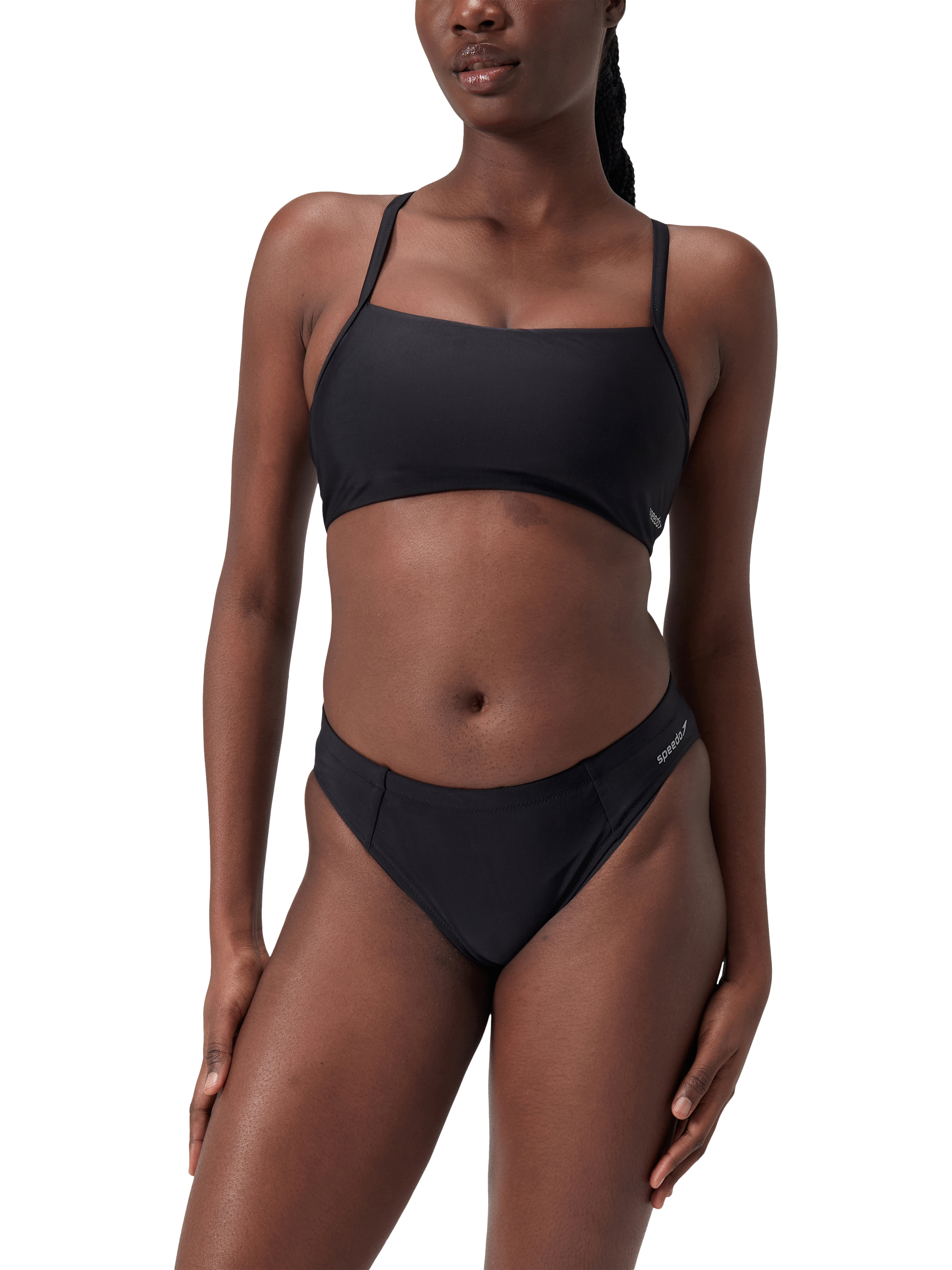 Product image 2 of 6, which shows Speedo Racerback Fitness Crop Top, Anthracite, S